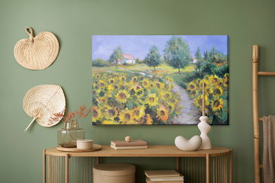 Ljuddämpande tavla - A landscape with sunflowers