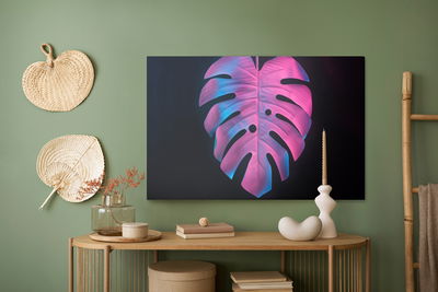 Ljuddämpande tavla - Colorful monstera leaf