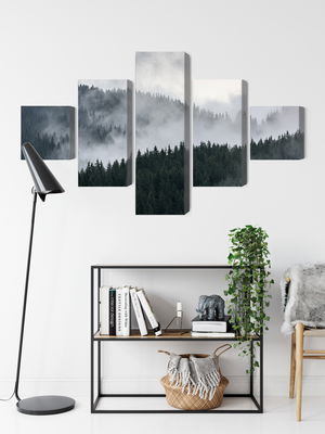 Ljuddämpande tavla - Misty 3d forest landscape