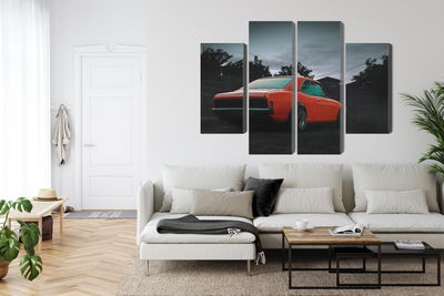 Ljuddämpande tavla - Orange retro car