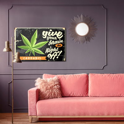 Ljuddämpande tavla - Cannabis leaf and retro