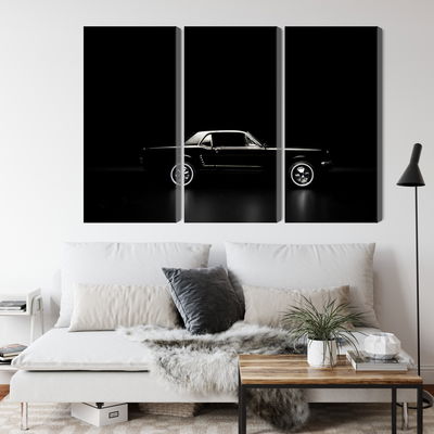 Ljuddämpande tavla - Black retro car on a dark