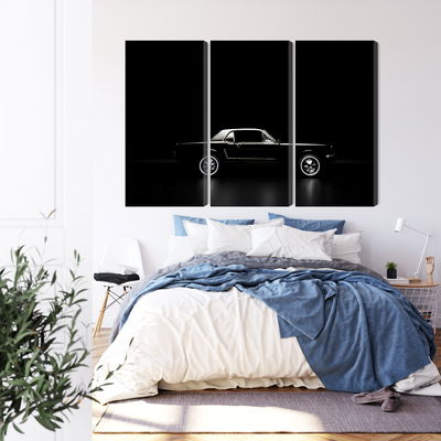 Ljuddämpande tavla - Black retro car on a dark