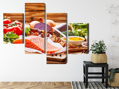 Ljuddämpande tavla - Salmon among vegetables