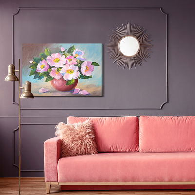 Ljuddämpande tavla - Roses in a vase as painted