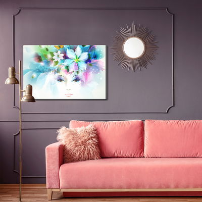 Ljuddämpande tavla - Woman's face with plants