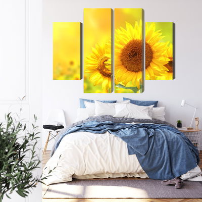 Ljuddämpande tavla - Blooming sunflowers 3d