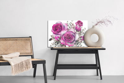 Ljuddämpande tavla - Watercolor roses and leaves