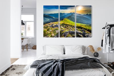 Ljuddämpande tavla - Sunset in the mountains 3d