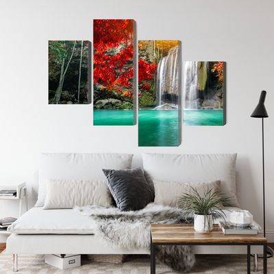 Ljuddämpande tavla - Cascade in the autumn forest