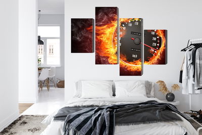 Ljuddämpande tavla - Speedometer in flames
