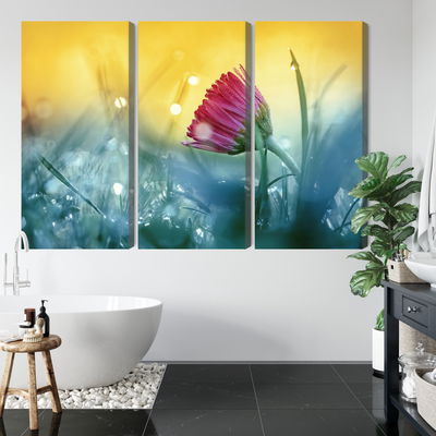 Ljuddämpande tavla - Pink flower on a 3d meadow