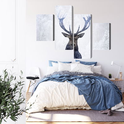 Ljuddämpande tavla - Deer in the winter 3d forest