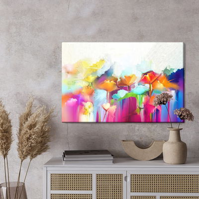 Ljuddämpande tavla - Colorful abstract flowers