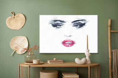 Ljuddämpande tavla - Sketched female face
