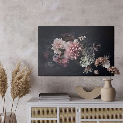 Ljuddämpande tavla - Peonies on a dark background