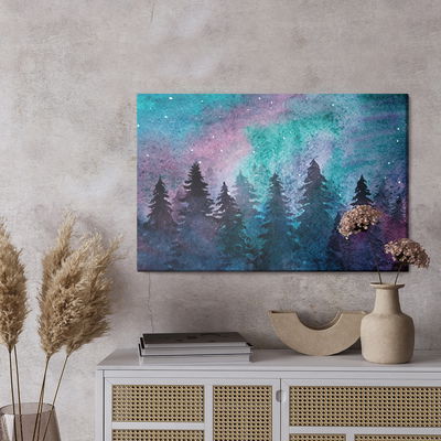 Ljuddämpande tavla - Watercolor night forest