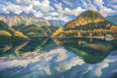 Ljuddämpande tavla - Artistic mountain landscape