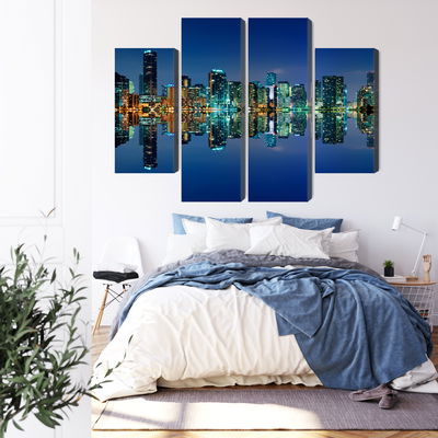 Ljuddämpande tavla - Panorama of miami by night