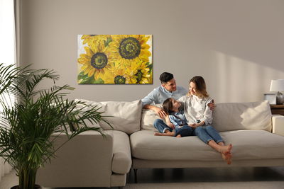 Ljuddämpande tavla - Sunflowers as if painted