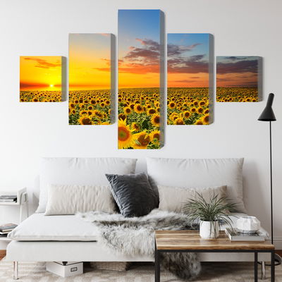 Ljuddämpande tavla - Sunset over a 3d sunflower