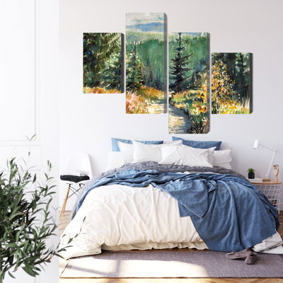 Ljuddämpande tavla - Forest landscape painted