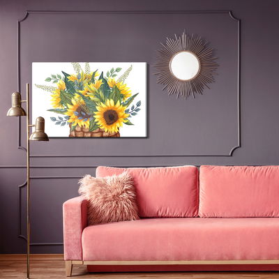 Ljuddämpande tavla - Basket with a bouquet