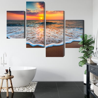 Ljuddämpande tavla - Sunset on the sea 3d