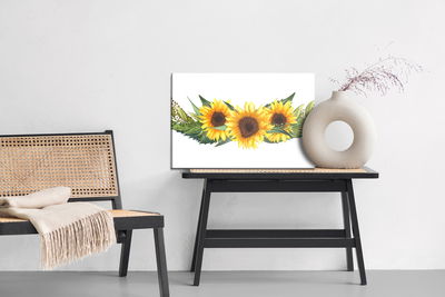 Ljuddämpande tavla - Sunflowers with green leaves