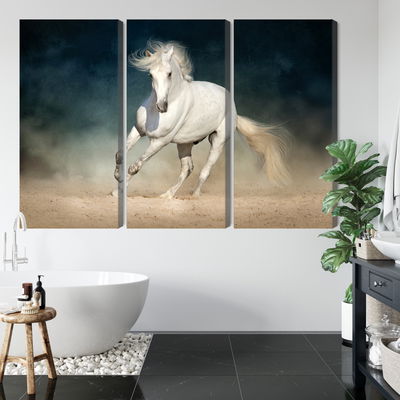 Ljuddämpande tavla - A white horse at a gallop