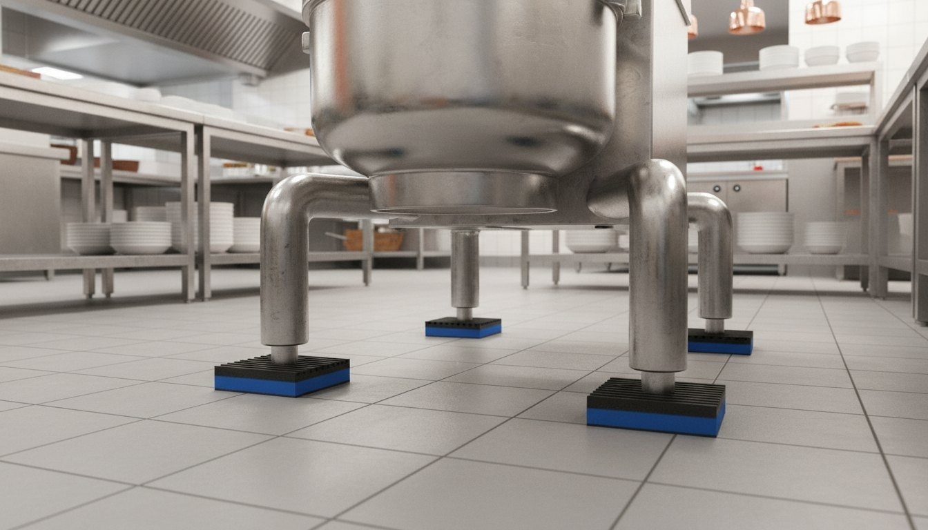 Kunskapsportal om vibrationsdämpning i restaurang som minskar stomljud från maskiner och installationer.