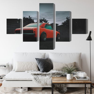 Ljuddämpande tavla - Orange retro car