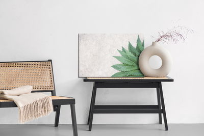 Ljuddämpande tavla - Green leaves on a gray