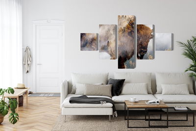 Ljuddämpande tavla - A bison on the background