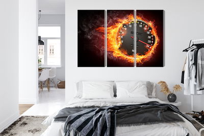 Ljuddämpande tavla - Speedometer in flames