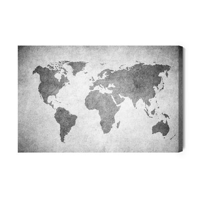 Ljuddämpande tavla - World map in shades of grey