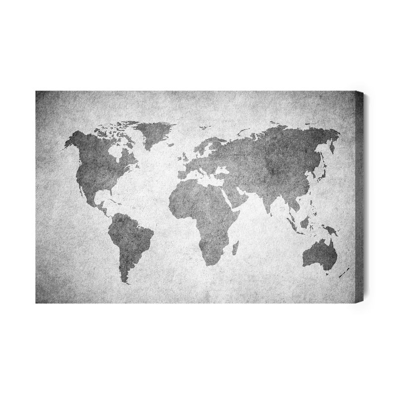 Ljuddämpande tavla - World map in shades of grey