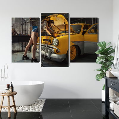 Ljuddämpande tavla - Sexy woman welded to a car