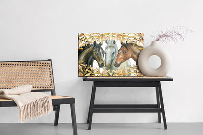Ljuddämpande tavla - Horses in autumn leaves