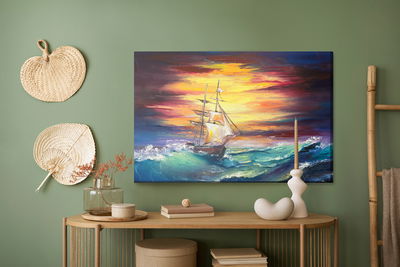 Ljuddämpande tavla - Rough sea and a ship