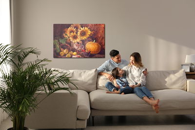 Ljuddämpande tavla - Still life with sunflowers