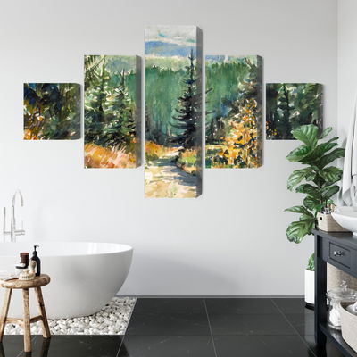 Ljuddämpande tavla - Forest landscape painted