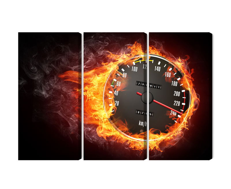 Ljuddämpande tavla - Speedometer in flames