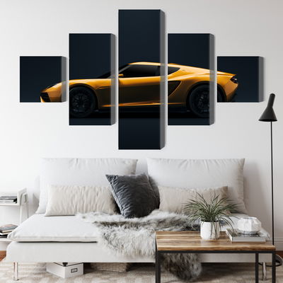 Ljuddämpande tavla - Yellow 3d sports car