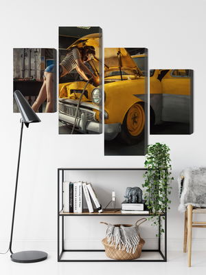 Ljuddämpande tavla - Sexy woman welded to a car