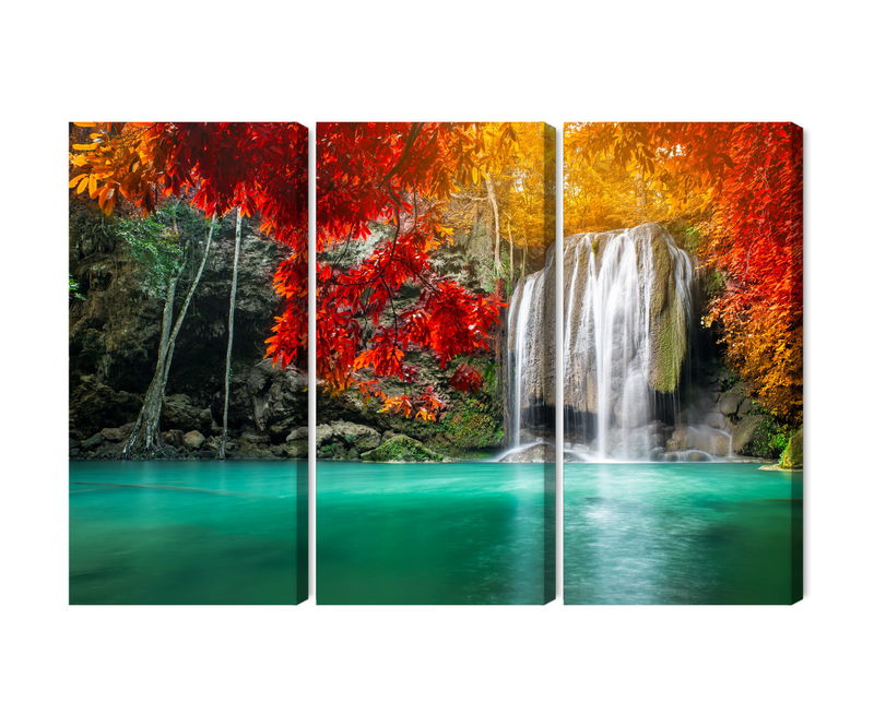 Ljuddämpande tavla - Cascade in the autumn forest