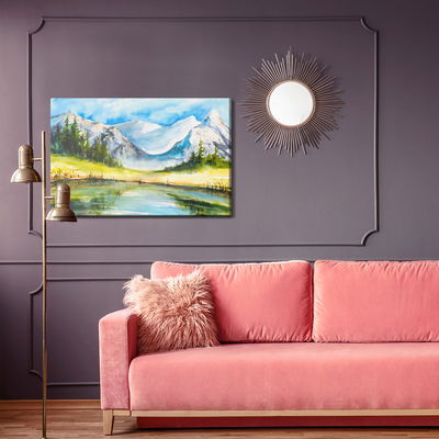 Ljuddämpande tavla - Mountain landscape painted