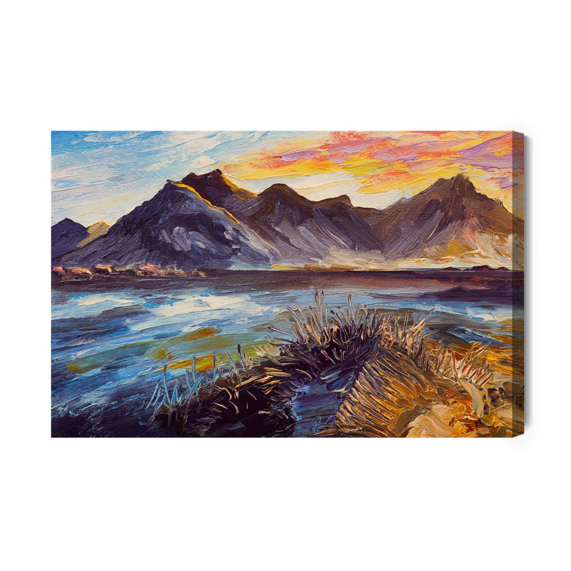 Ljuddämpande tavla - Painted mountain landscape