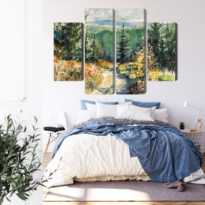 Ljuddämpande tavla - Forest landscape painted