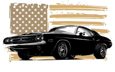 Ljuddämpande tavla - American muscle car with Usa